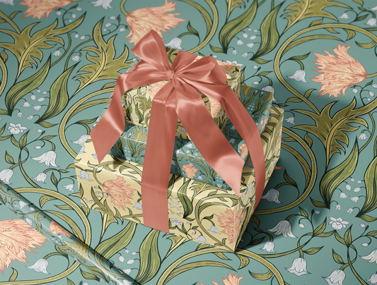 Valley Whispers Floral Wrapping Paper | Teal Verdigris