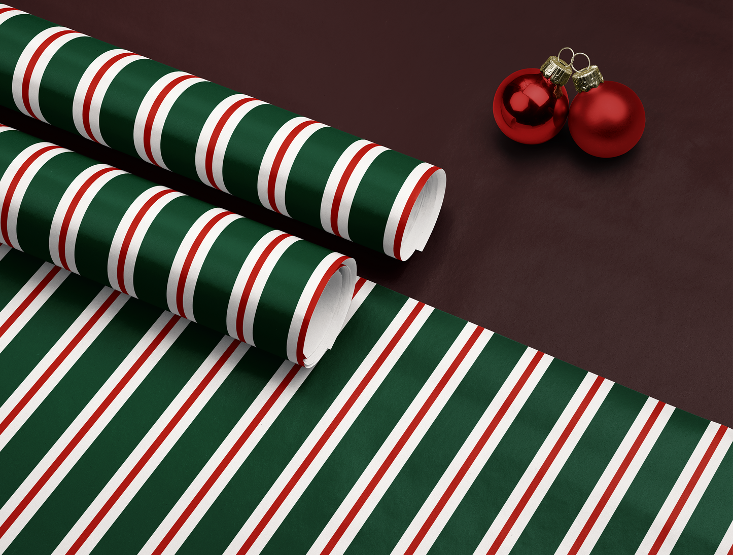 Christmas Retro Stripes Wrapping Paper | Vintage Green & Red Stripe Design