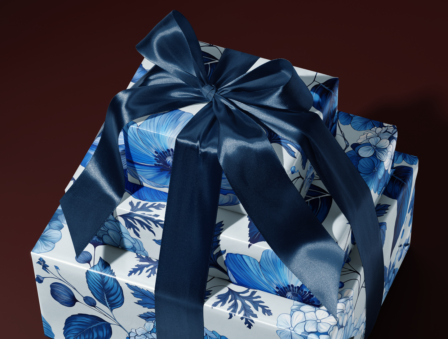 Azzure Floral Toile Wrapping Paper | Soft Blue Background