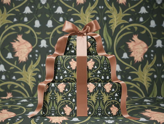 Vintage Floral Wrapping Paper | Deep Olive