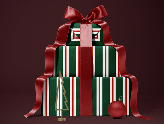 Christmas Retro Stripes Wrapping Paper | Vintage Green & Red Stripe Design