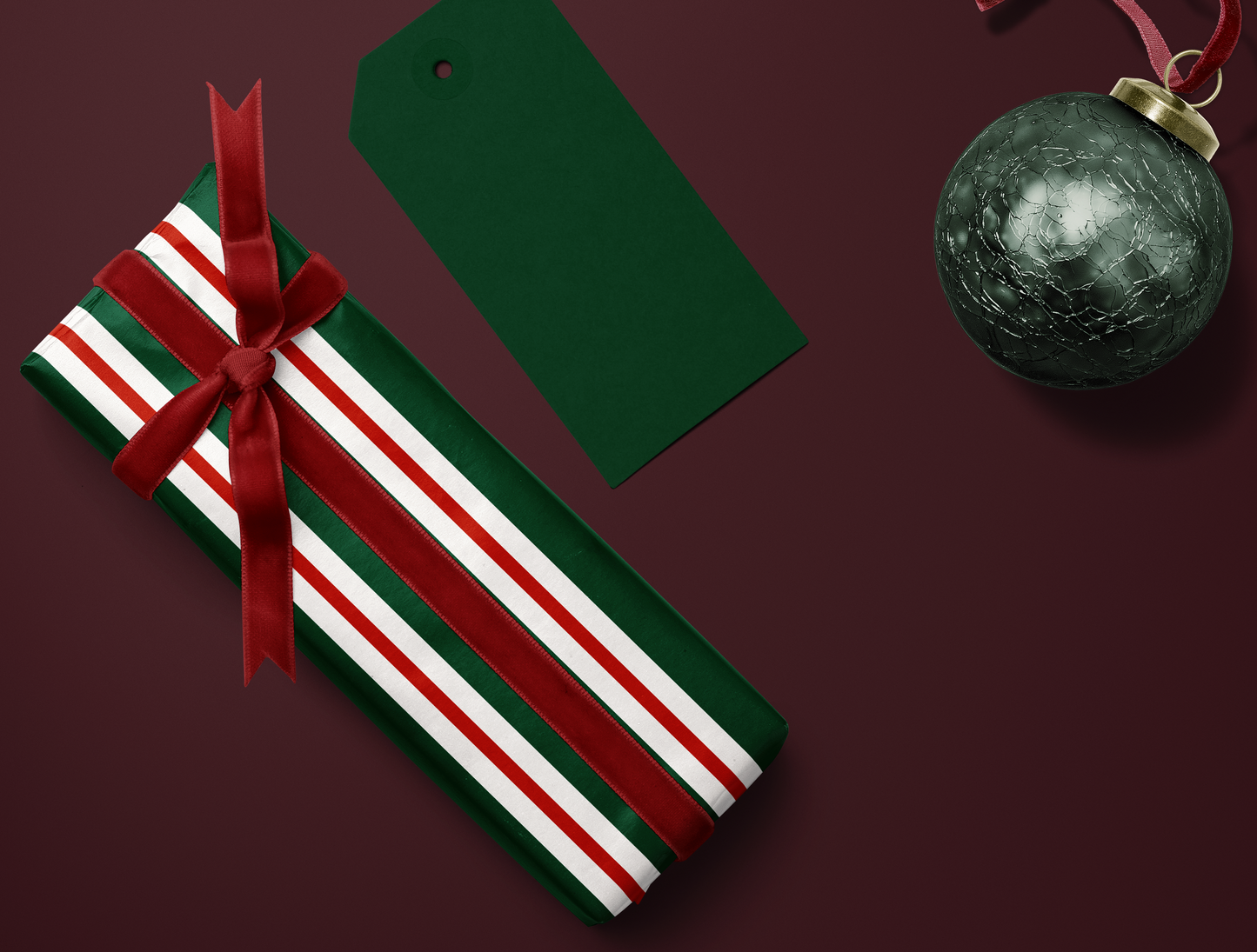 Christmas Retro Stripes Wrapping Paper | Vintage Green & Red Stripe Design