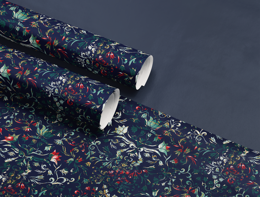 Botanical Bloom & Bell Floral Wrapping Paper | Special Christmas Edition