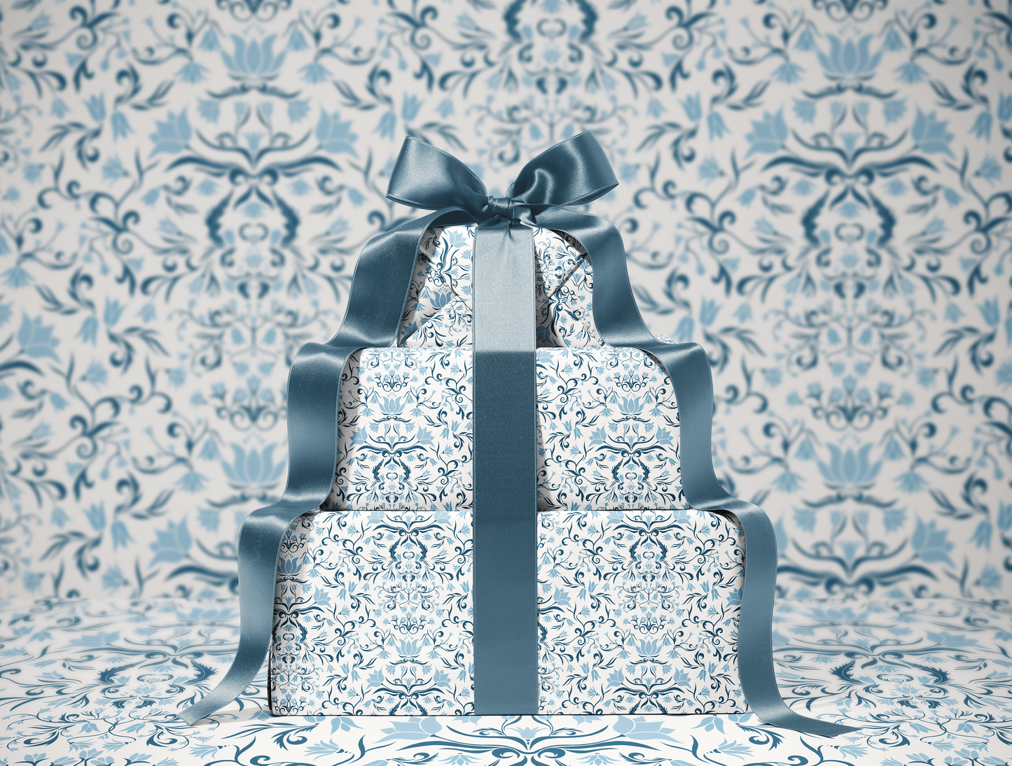 Botanical Bloom & Bell Floral Wrapping Paper | Soft Blue