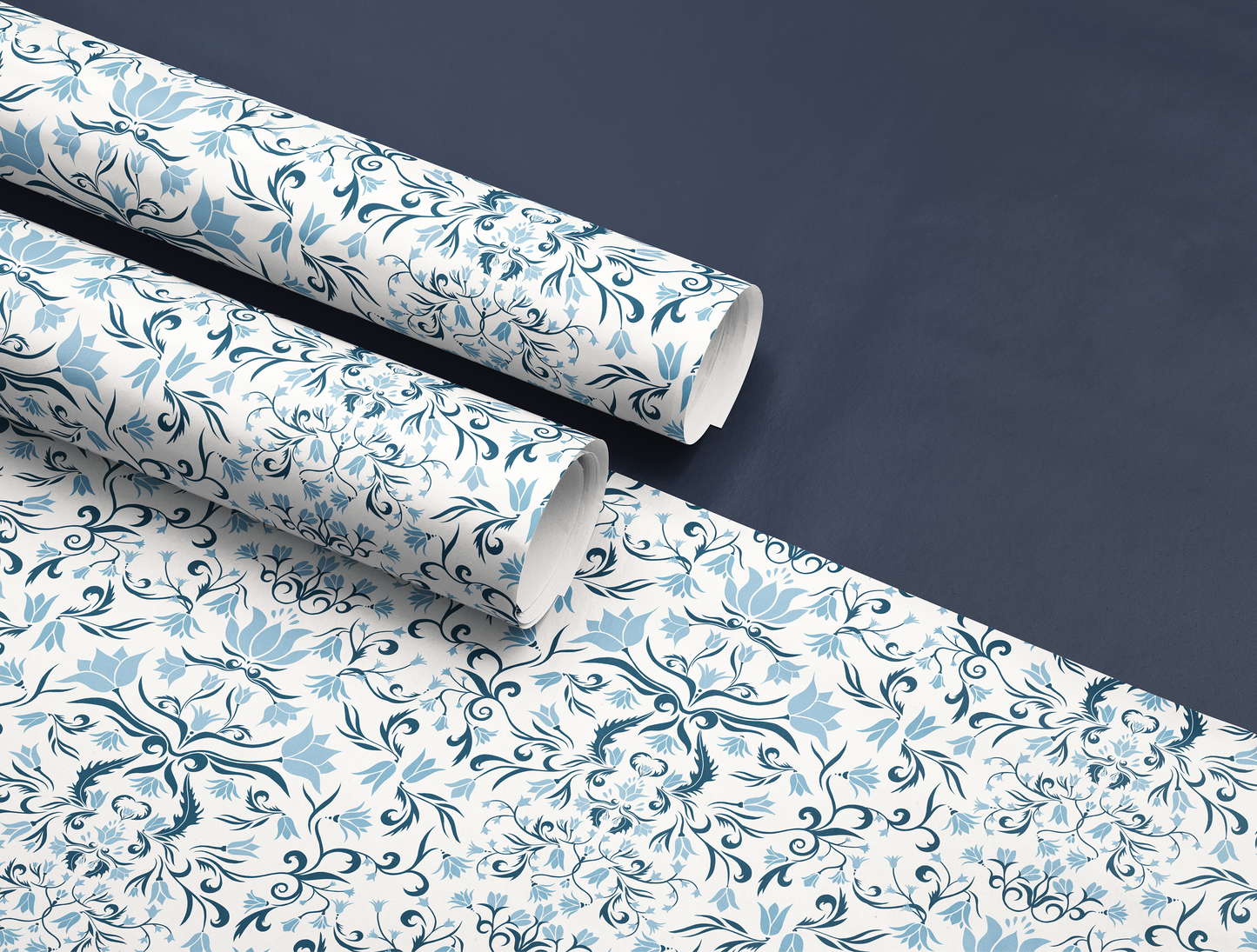 Botanical Bloom & Bell Floral Wrapping Paper | Soft Blue