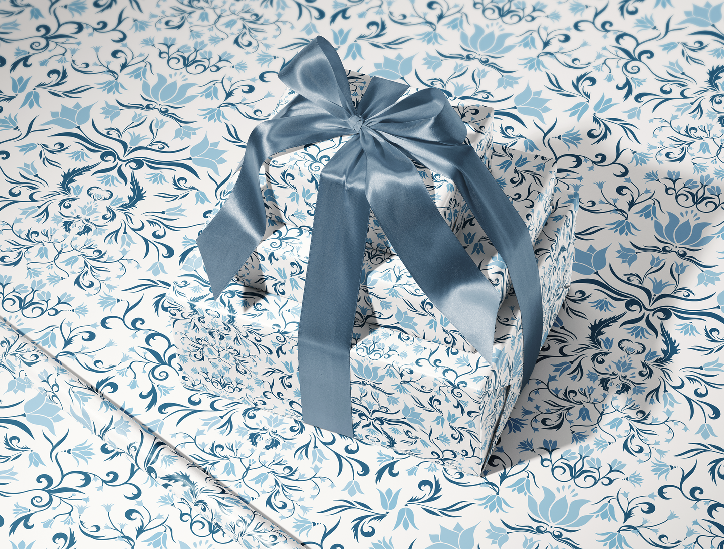 Botanical Bloom & Bell Floral Wrapping Paper | Soft Blue