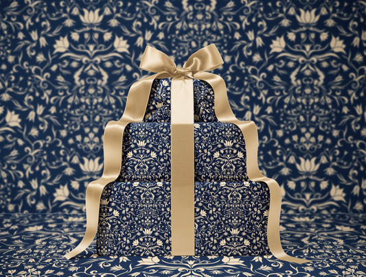 Botanical Bloom & Bell Floral Wrapping Paper | Navy Blue