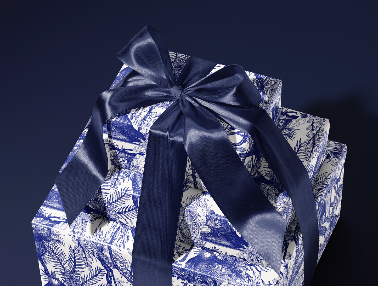 Blue Botanical Toile Wrapping Paper | Floral Pattern Gift Wrap Roll
