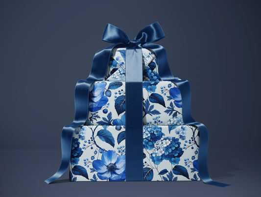Azzure Floral Toile Wrapping Paper | Soft Blue Background