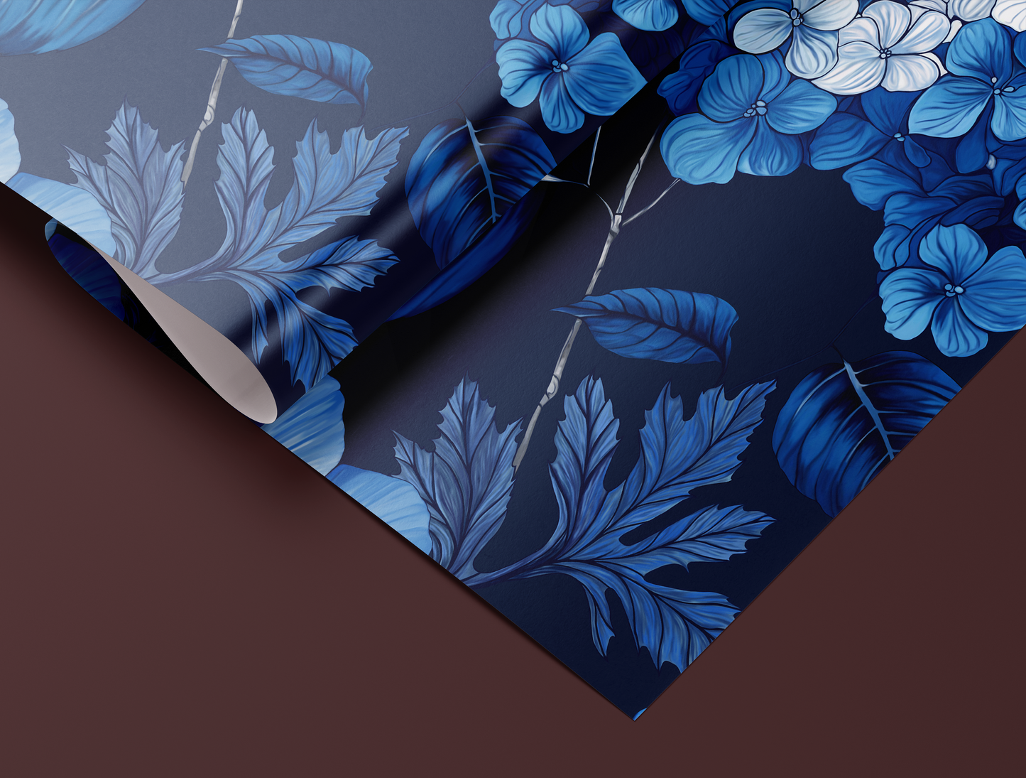 Azzure Floral Toile Wrapping Paper | Navy Blue Background