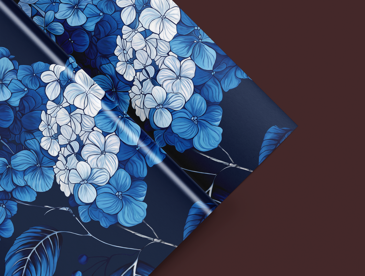 Azzure Floral Toile Wrapping Paper | Navy Blue Background