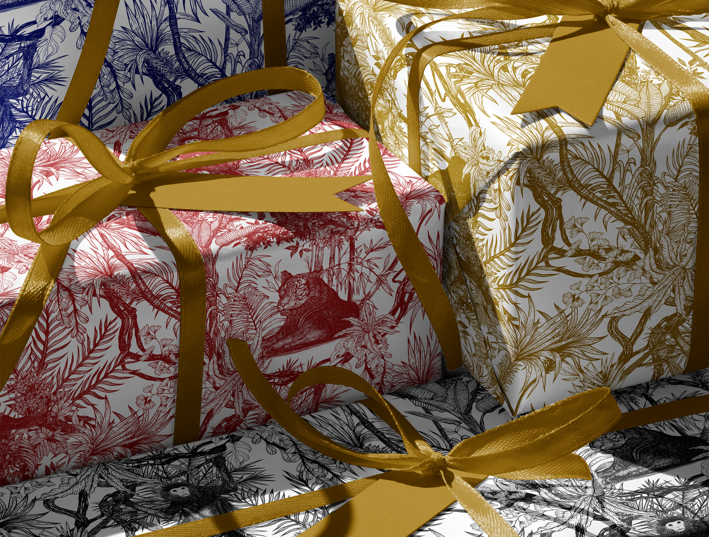 Blue Botanical Toile Wrapping Paper | Floral Pattern Gift Wrap Roll