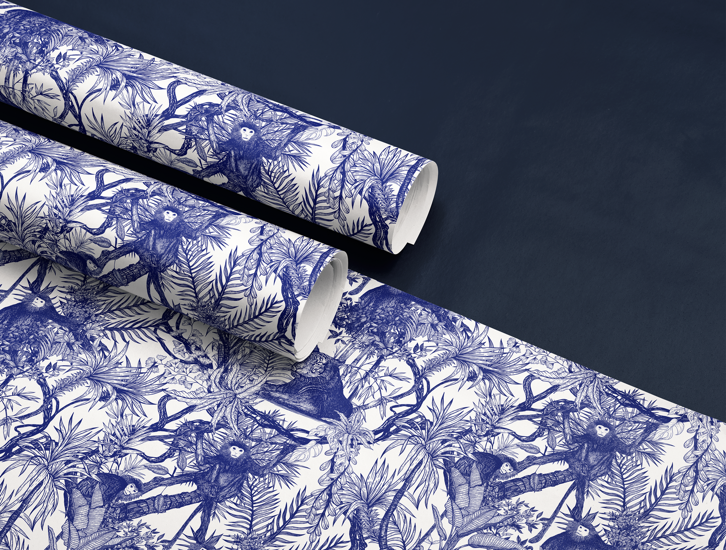 Blue Botanical Toile Wrapping Paper | Floral Pattern Gift Wrap Roll