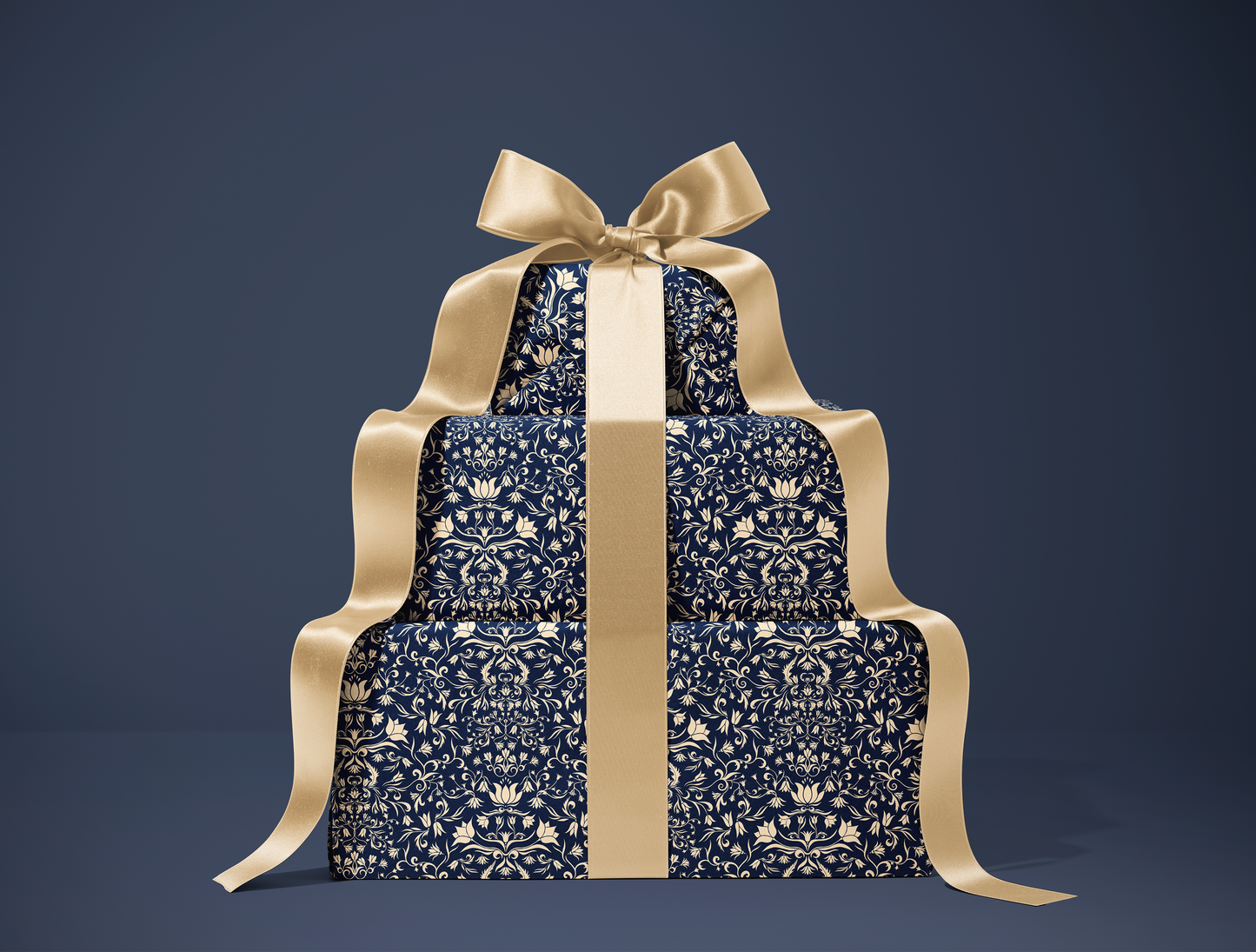 Botanical Bloom & Bell Floral Wrapping Paper | Navy Blue