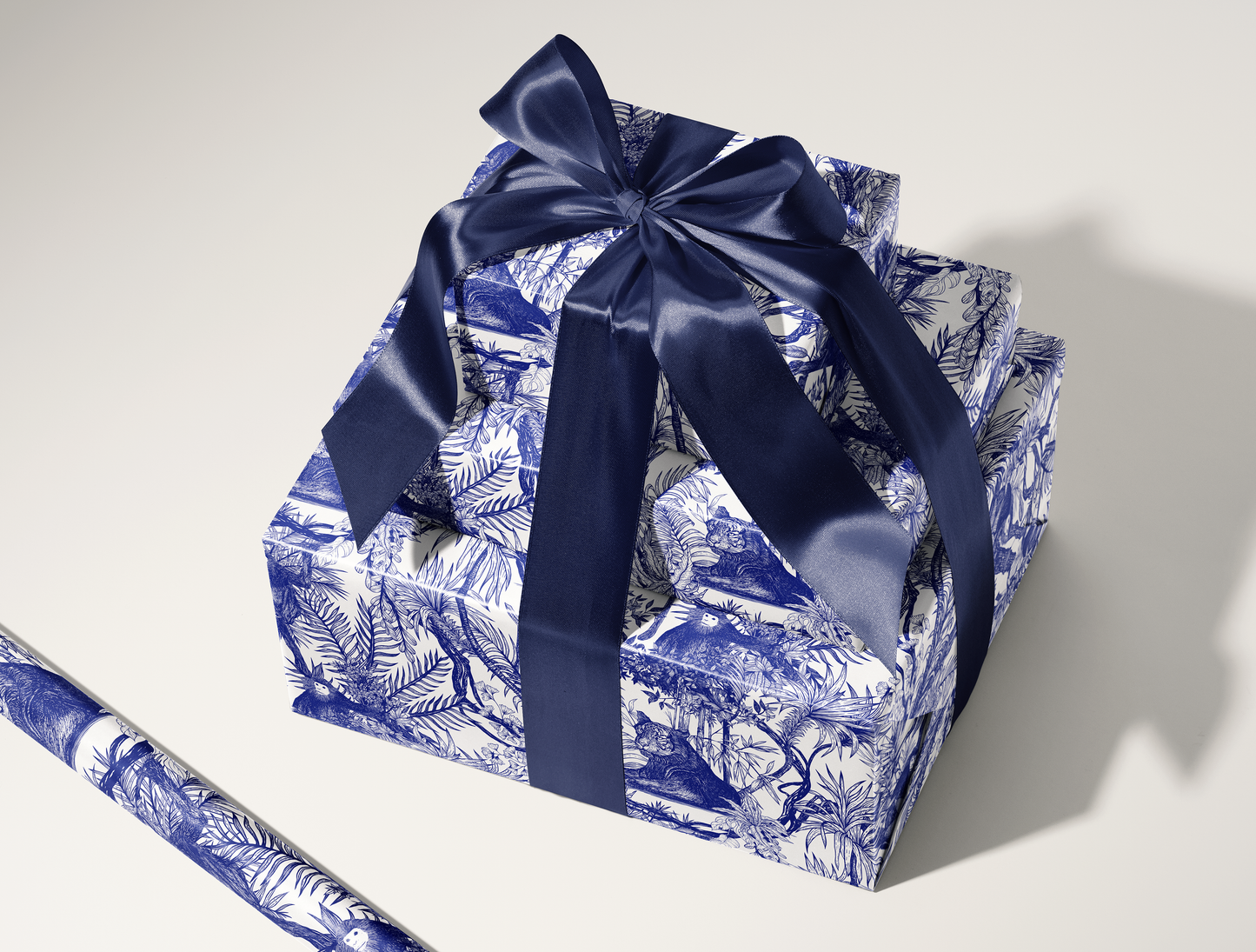 Blue Botanical Toile Wrapping Paper | Floral Pattern Gift Wrap Roll