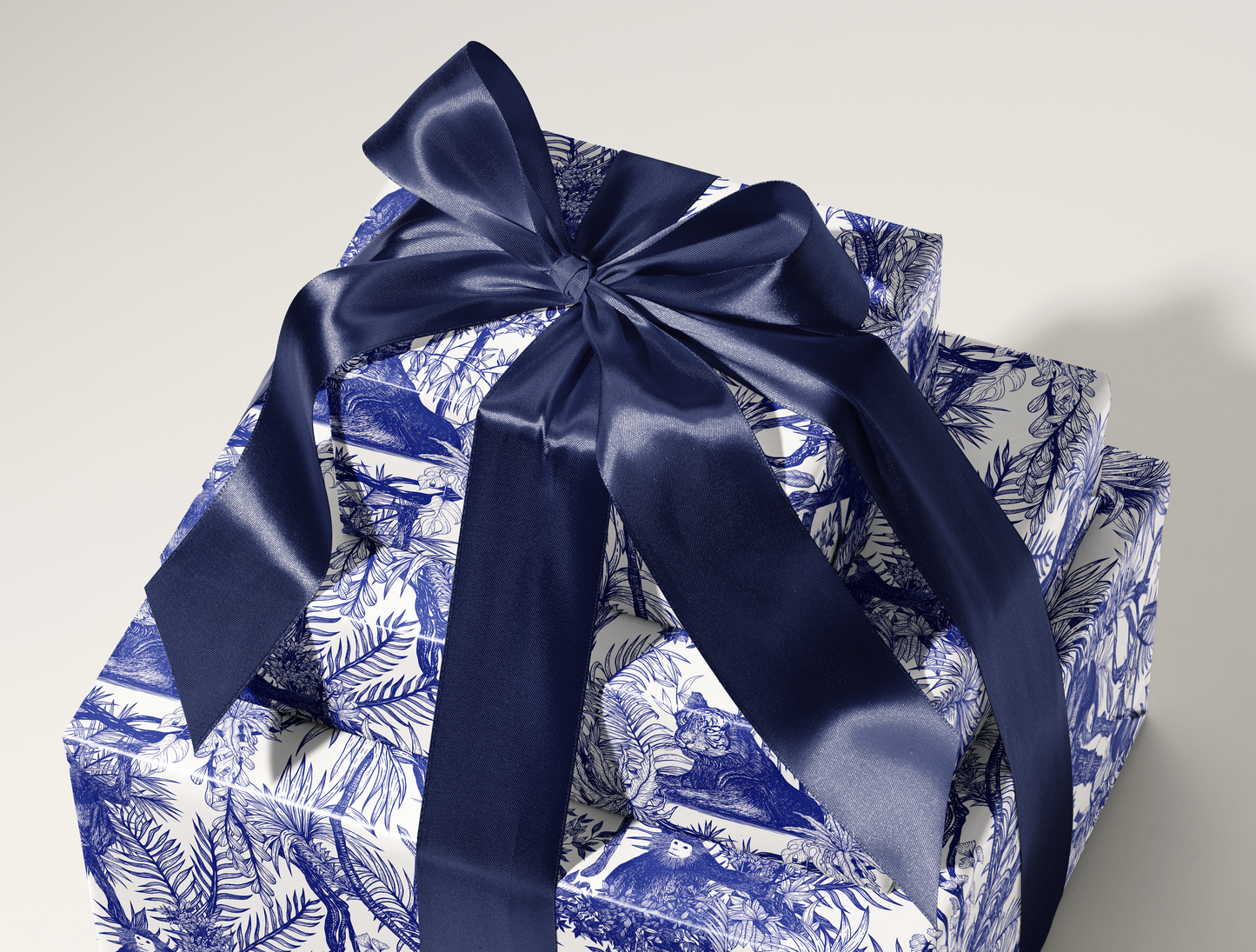 Blue Botanical Toile Wrapping Paper | Floral Pattern Gift Wrap Roll