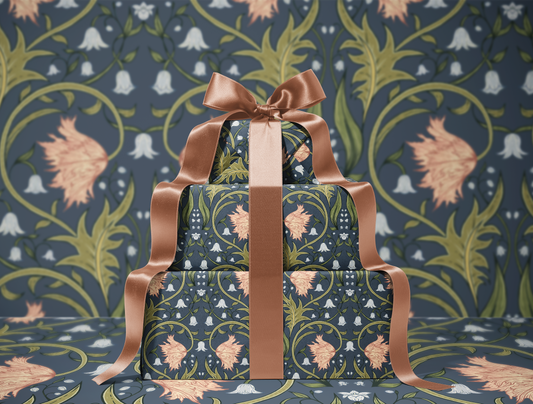 Vintage Floral Wrappoing paper | Dusky Indigo