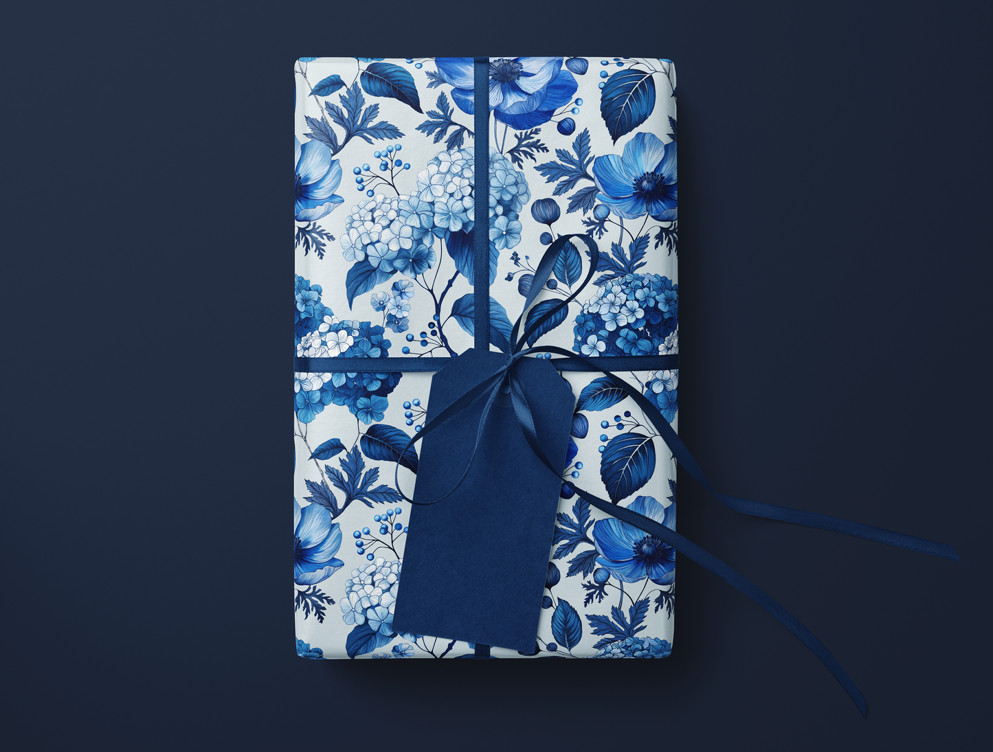 Azzure Floral Toile Wrapping Paper | Soft Blue Background