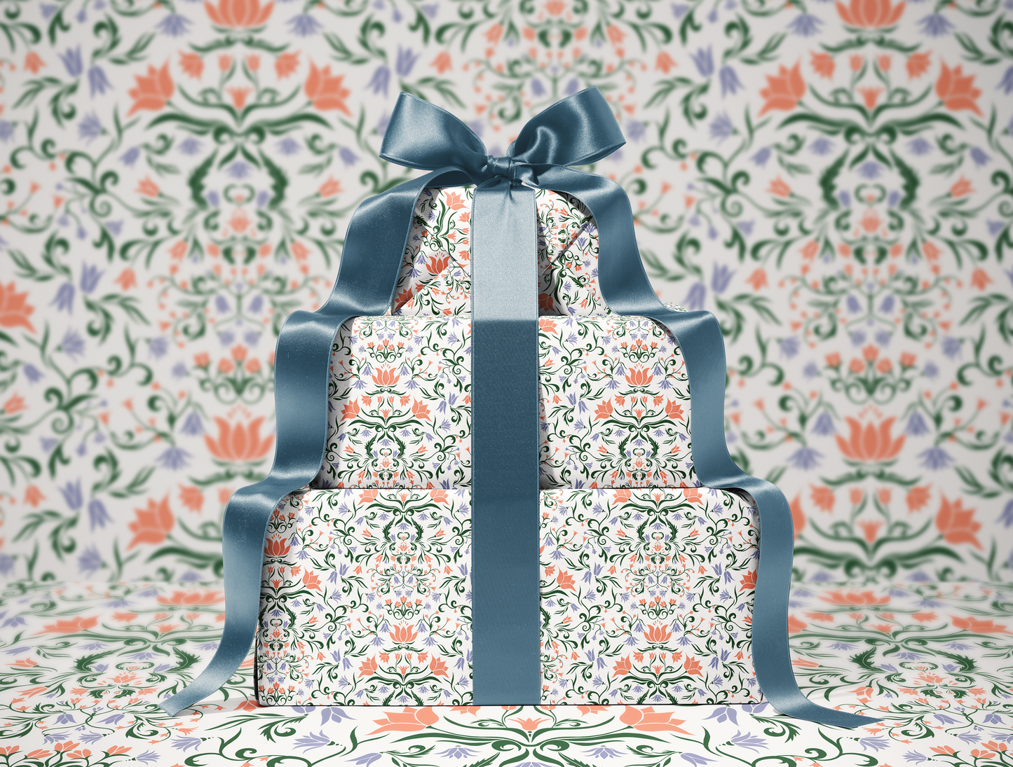 Botanical Bloom & Bell Floral Wrapping Paper | Soft Lavender