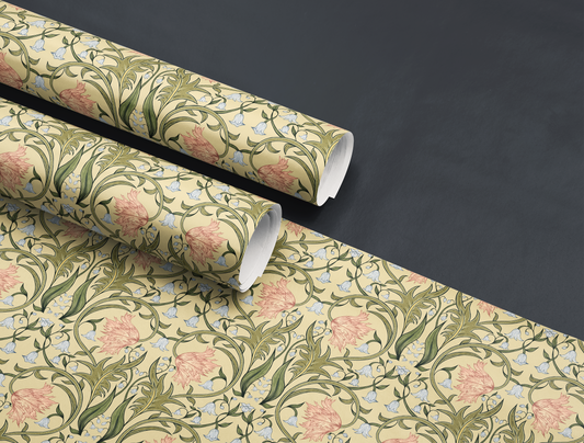 Vintage Floral Wrapping Paper | Soft Yellow
